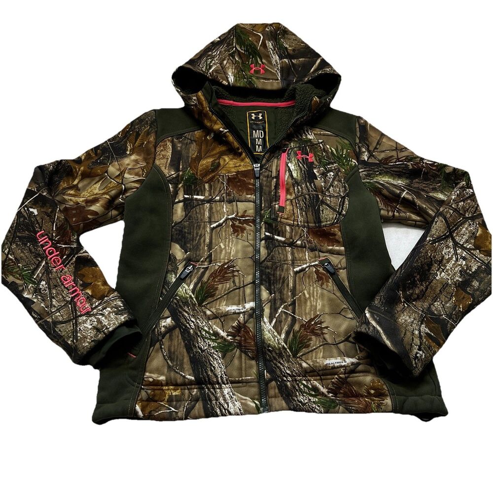 Under Armour Storm Women's M ColdGear RealTree Camo Water Resistant Hunting Coat